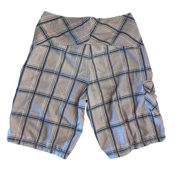 Hurley Mens Boardshorts Summer Checkered Polyester Tan Brown Plaid Size 30 - Picture 2 of 7